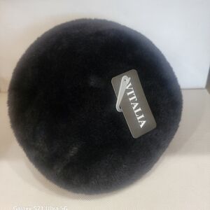 NWT - VITALIA BLACK FAUX FUR HAT BERET STYLE HAT